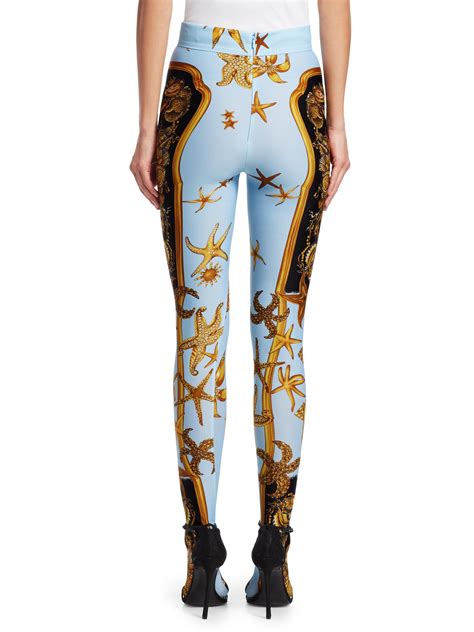 versace line print|Versace print leggings.